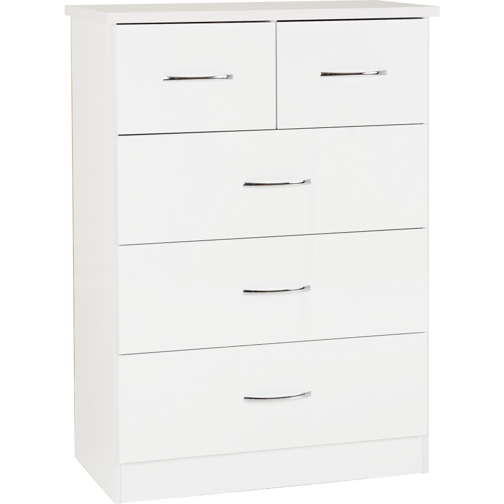 Seconique Nevada 3+2 Drawer Chest In Gloss White