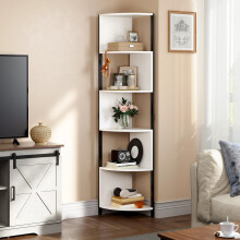 YITAHOME 6-Tier Corner Shelf, 68.8" Tall Modern Free Standing Zigzag Corner Bookshelf, 6 Shelf Display Corner Bookcase Open Small Book Shelves for