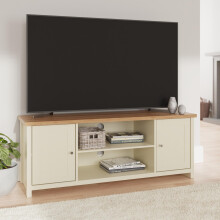 GFW Large Lancaster Cream & Oak TV Cabinet with 2 Storage Shelves & Cupboard, Rear Cable Entry, Fits up to 55in TV 5.06E+12