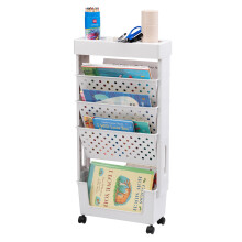 DOEWORKS Mobile Bookshelf with Wheels Bookshelf Trolley Small, Book Storage Trolley Cart 5-Tier Rolling Bookcase, Movable Bookshelf trolley Slim