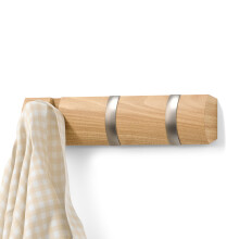 Umbra Flip 3-Hook Wall Mounted Coat Rack, Modern, Sleek, Space-Saving Coat Hanger with 3 Retractable Hooks to Hang Coats, Scarfs, Purses and More,