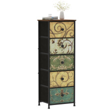 VEDECASA Narrow Tall Chest of Drawers 5 Fabric Drawer Dresser for Bedroom Slim Storage Tower Organizer Unit for Living Room Bedroom Closet Entryway