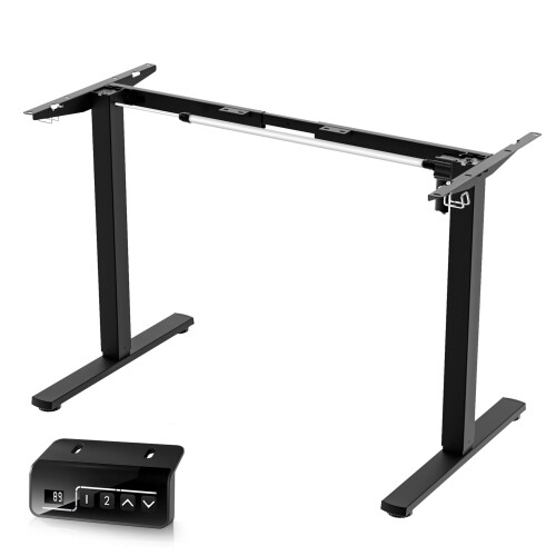 ERGOMAKER Height Adjustable Standing Desk Frame without Desktop, Single Motor Two-Stage Electric Frame with Automatic Memory Smart Handset (Black)