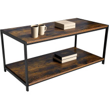 Direct Online Houseware House Of Home Rustic Coffee Table Brown Living Room Table with Metal Frame for Home Decor 100 X 50 X 45cm