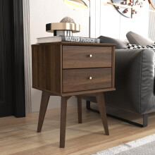 Galano Abby Bedside Table - Stylish 2 Drawer Bedside - Side Table with Storage - Storage Cabinet for Hallway - Entryway or Bedroom (Walnut)