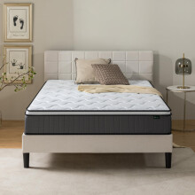 Zinus Double Pocket Spring Mattress ? Tight Top Mattress 135x190cm/4.4x6ft ? 25cm/10in Height ? Medium Firmness with Recycled Padding and Comfort