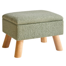 YMYNY Storage Ottoman, Footstool, Small Foot Stool with Sturdy Wood Legs Stool, Teddy Velvet Foot Rest with Padded Seat, for Living Room Bedroom Couch