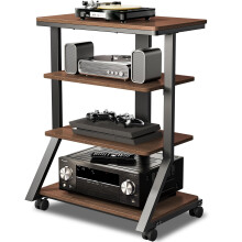 5Rcom HiFi Racks and Stands Audio Rack Cabinet AV Shelf Movement Stand 4 Tiers Wooden Shelves for Turntable Record Player DVD Entertainment Unit