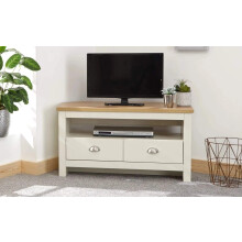 GFW Lancaster Wood Corner TV Cabinet With Shelf & Drawers, Cream, 95 x 51 x 45 cm