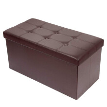 BRIAN & DANY Faux Leather Ottoman Storage Box, Storage Chest, Toy Storage and Storage Ottoman with Cover - 76 x 38 x 38 cm (Brown)