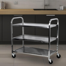 uyoyous Large 3 Tier Stainless Steel Utility Cart 950x950x500MM Kitchen Rolling Carts Serving Trolley Service Catering Storage Cart with Locking
