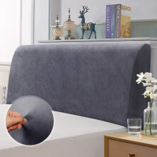TAOCOCO Bed Headboard Covers, King Size Headboard Covers,Velvet All-inclusive Elastic Headboard Protection Cover for King/Double Bed,Grey Headboard