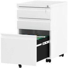 YITAHOME 3-Drawers Lockable File Cabinet for Letter/legal/A4 Size, Home Office Mobile Filing Cabinet with Wheel, Anti-tipping Under Desk File Storage