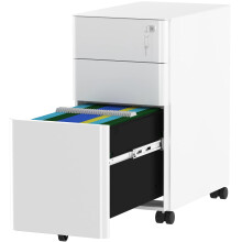 YITAHOME File Cabinet Metal with 3 Lockable Drawers, Mobile Filing Cabinet for Home Office, Under Desk File Office Drawers for Letter/Legal/A4, Fully