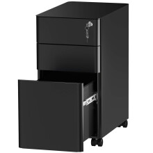 YITAHOME Metal File Cabinet with 3 Lockable Drawers, Mobile Filing Cabinet for Home Office, Under Desk File Office Drawers for Letter/Legal/A4, Fully