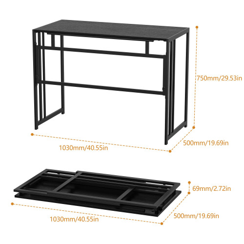 Ulifance Folding Computer Desk for Home Office No-Assembly Writing Desk (Black) 2