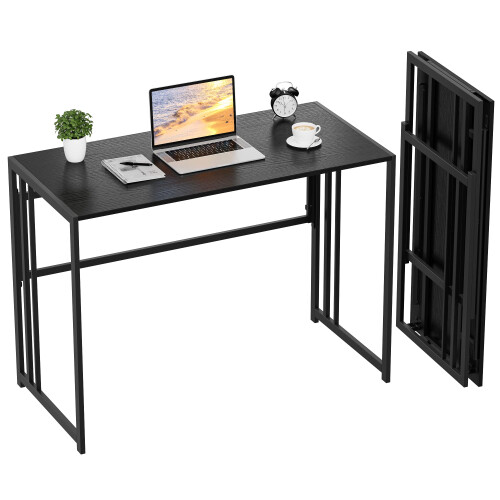 Ulifance Folding Computer Desk for Home Office No-Assembly Writing Desk (Black)