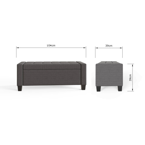GFW Verona Ottoman Blanket Storage Box, Charcoal Grey 1