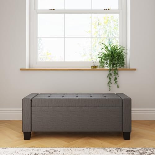 GFW Verona Ottoman Blanket Storage Box, Charcoal Grey 2