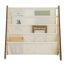 3 Sprouts Recycled Fabric Kids Bookshelf ? 4-Tier Sling Book Rack Storage - Kids Room Book Shelves, Nursery, Playroom, Classroom - Bookcase Display