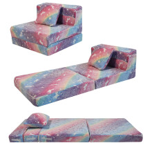 MeMoreCool Kids Sofa Bed, Toddler Floor Mattress Glow in The Dark, Baby Modular Unicorn Couch, Fold Up Children Sofa Convertible Futon Folding