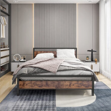 BOFENG King Size Bed Frame with Wood Headboard,Heavy Duty Metal Platform Bed Frame King Size with Storage No Box Spring Needed,Mattress Base/Strong