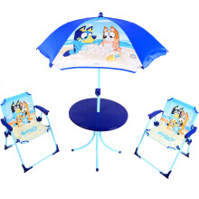 Toyland? Bluey & Bingo Table & Chairs Patio Set - 1 Table, 2 Chairs & 1 Parasol - Children's Indoor & Outdoor Furniture - Perfect for Beach & Garden