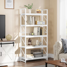 YITAHOME Bookcase 5 Tiers, Industrial Book Shelf Large Floorstanding Book case Wooden Shelf and Metal Frame Shelving Unit Display Storage Rack for