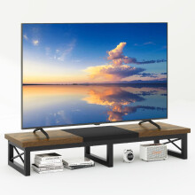 IBUYKE 45" Large TV Riser for 32-60 inch TV,Tabletop Short TV Stand with Storage and Steel Legs,Dual Screen Office Desk,Stand Riser,TV Riser Stand for
