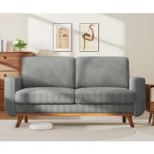 Vesgantti 172cm Loveseat Sofa Dark Grey, Comfy Corduroy Couch with Spring Cushion, 2 Seater Sofa with Solid Wood, Sofa Couch with Deep Seat, Sofa for