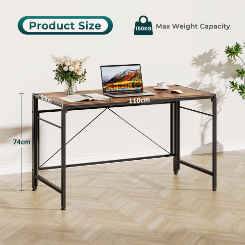 Dripex Dripex Folding Desk 110 x 50cm Writing Computer Desk Foldable Table Space Saving Home Office Desk Easy Assembly, Rustic Brown 1