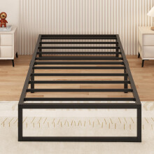 Yicensen Single Bed Frame 90x190 cm, Metal Bed Frame Single with Steel Slat Support, Easy Assembly, Noise Free, No Box Spring Needed, 30cm High, Black