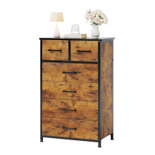 Flrrtenv Wooden Dresser for Bedroom, Chest of Drawers, Storage Cabinet, 6 Drawer Organizer for Office, Living Room, Hallway - Vintage Wood