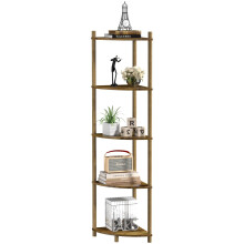 YGYQZ Corner Shelf Unit, 5 Tier Corner Bookshelf Shelving Bookcase - Retro Narrow Minimalist Style Storage Stand for Hallway Living Room Small Spaces