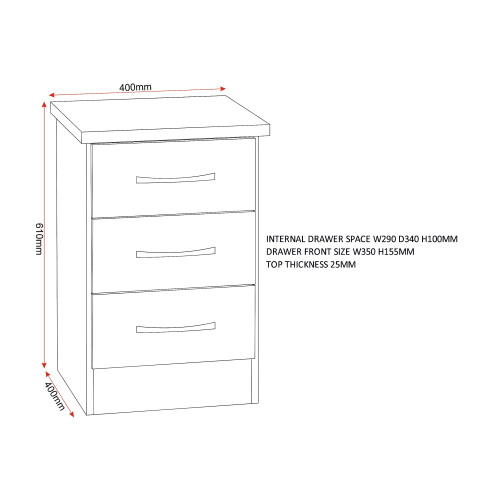 Seconique Seconique Nevada 3 Drawer Bedside in Grey Gloss/Light Oak Effect Veneer 2
