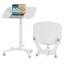 BONTEC Foldable Ergonomic Computer Workstation with Rolling Castors, Height Adjustable Standing Desk, Eco-Friendly Laptop Stand on Wheels, Portable