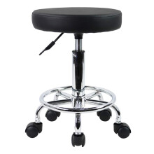 KKTONER PU Leather Round Rolling Stool with Foot Rest Swivel Height Adjustment Spa Drafting Salon Tattoo Work Office Massage Stools Task Chair Small