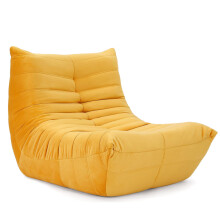 Vesgantti Togo Fireside Chair Yellow, Soft Suede Lounge Chair, Premium Foam Togo Sofa, Lazy Floor Sofa Couch, Corner Bean Bag Sofa for Living Room,