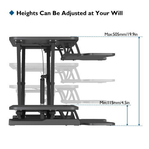 BONTEC Standing Desk Converter, Height Adjustable Dual Tiered Computer Workstation (Black) 2