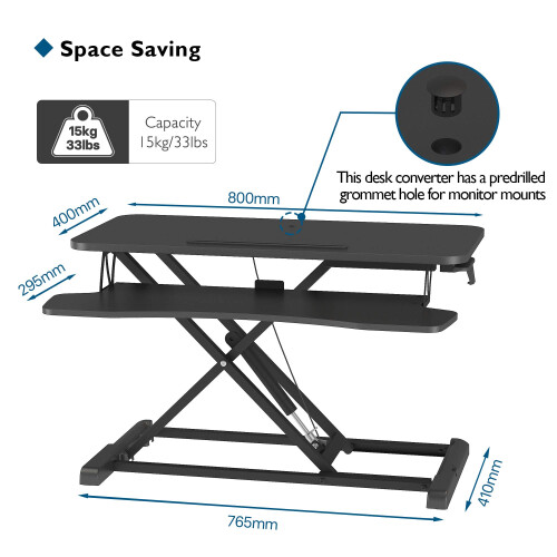 BONTEC Standing Desk Converter, Height Adjustable Dual Tiered Computer Workstation (Black) 1