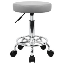 KKTONER PU Leather Round Rolling Stool with Foot Rest Swivel Height Adjustment Spa Drafting Salon Tattoo Work Office Massage Stools Task Chair Small