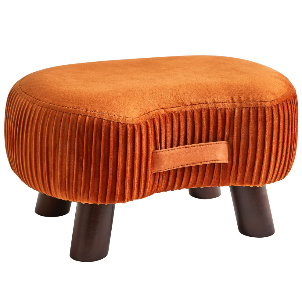 YMYNY Ottomans, Small Footstool, Wooden Legs Pouf Ottoman, Change Shoes Stool Curved with Handle, Sofa Stool with Soft Seat Cushion, for Bedroom,-image-OPC-PH526Y2-NEW