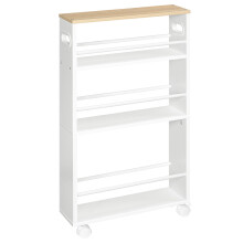 HOOBRO Slim Storage Trolley, Narrow Kitchen Cart, Slide Out Kitchen Trolley on Wheels, 4-Tier Rolling Utility Cart with Handle, for Small Space,