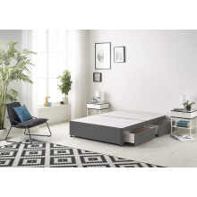 Bed Centre Bliss Grey Linen Divan Base with Optional Drawers and Headboard (4FT Small Double, 2 Drawers Same Side No Headboard)