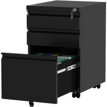 YITAHOME 3-Drawers Lockable File Cabinet for Letter/legal/A4 Size, Home Office Mobile Filing Cabinet with Wheel, Anti-tipping Under Desk File Storage