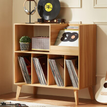 Large record stand with storage, record player stand with shelf, vinyl record holder with presentation surface, record stand for up to 300 albums,