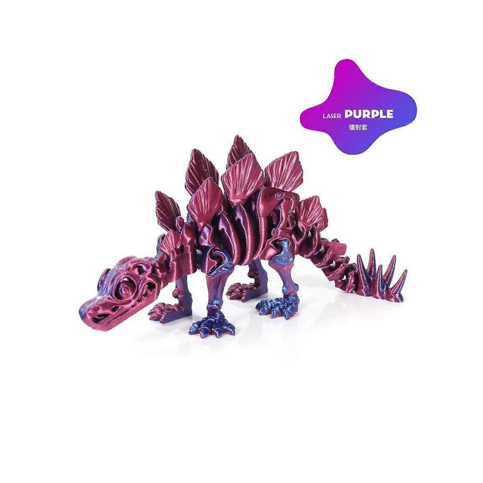 (Laser Purple Stegosaurus) 3D Printing    Stegosaurus Dinosaur Skeleton Deformation Ornaments Hand-Made Gift Handicraft Trendy Play-image-OPC-PH527GX-NEW