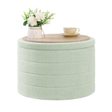 Bonlife Extra Large Folding Round Ottoman with Storage,Boucle Ottoman Stool, Footstool Seat Coffee Table,Toy Box Storage,Footrest Stool for Living