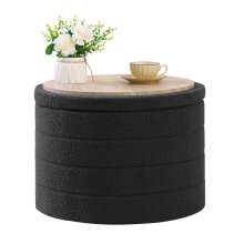 Bonlife Extra Large Folding Round Ottoman with Storage,Boucle Ottoman Stool, Footstool Seat Coffee Table,Toy Box Storage,Footrest Stool for Living