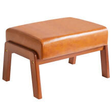 IBUYKE 10.2? H Small Foot Stool Ottoman, Rectangle PU Faux Leather Foot Rest with Padded Seat and Wood Legs, Modern Ottoman Foot Rest for Living Room